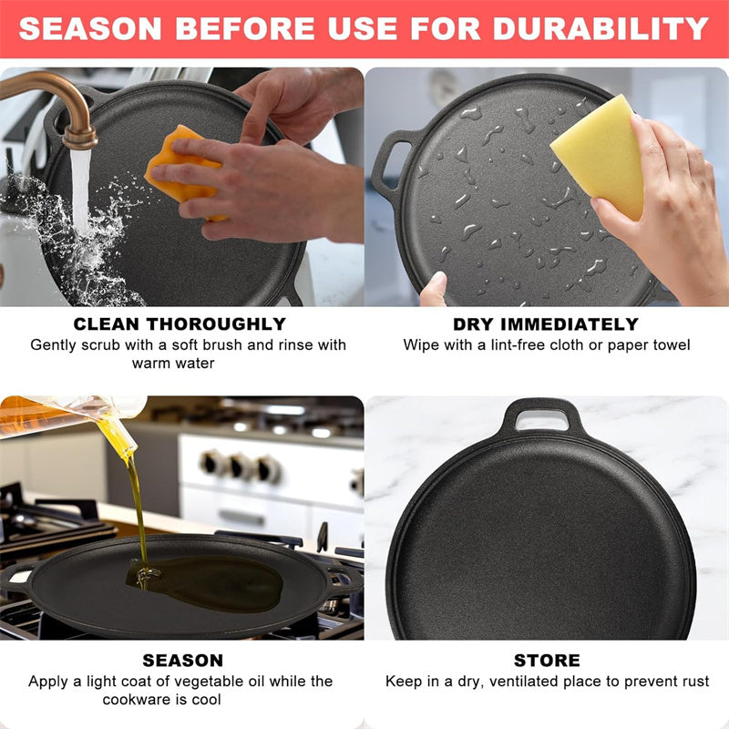 📢📢40% OFF !! ⏰Non-Stick Cast Iron Griddle Pan with Handles