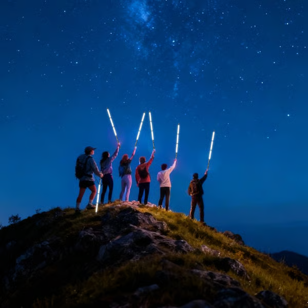 📢📢30% OFF !! ⏰Luminous Tactical Trekking Poles – LED Lightweight Foldable Hiking Sticks