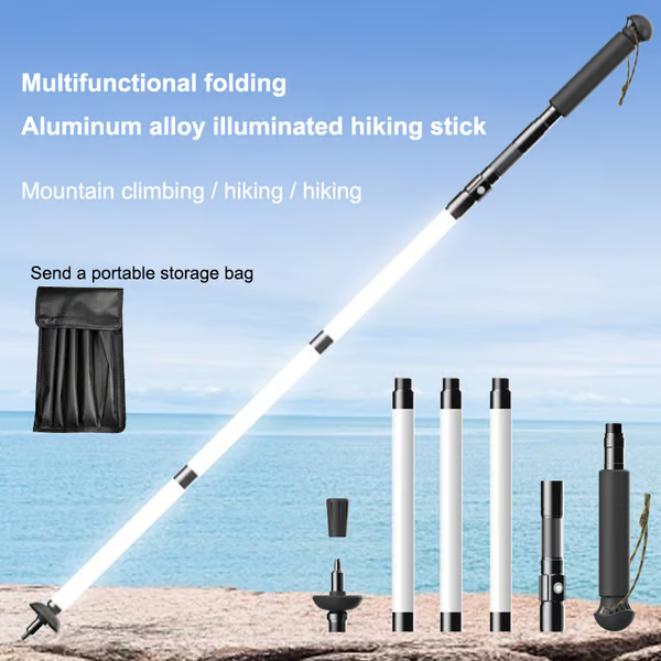 📢📢30% OFF !! ⏰Luminous Tactical Trekking Poles – LED Lightweight Foldable Hiking Sticks