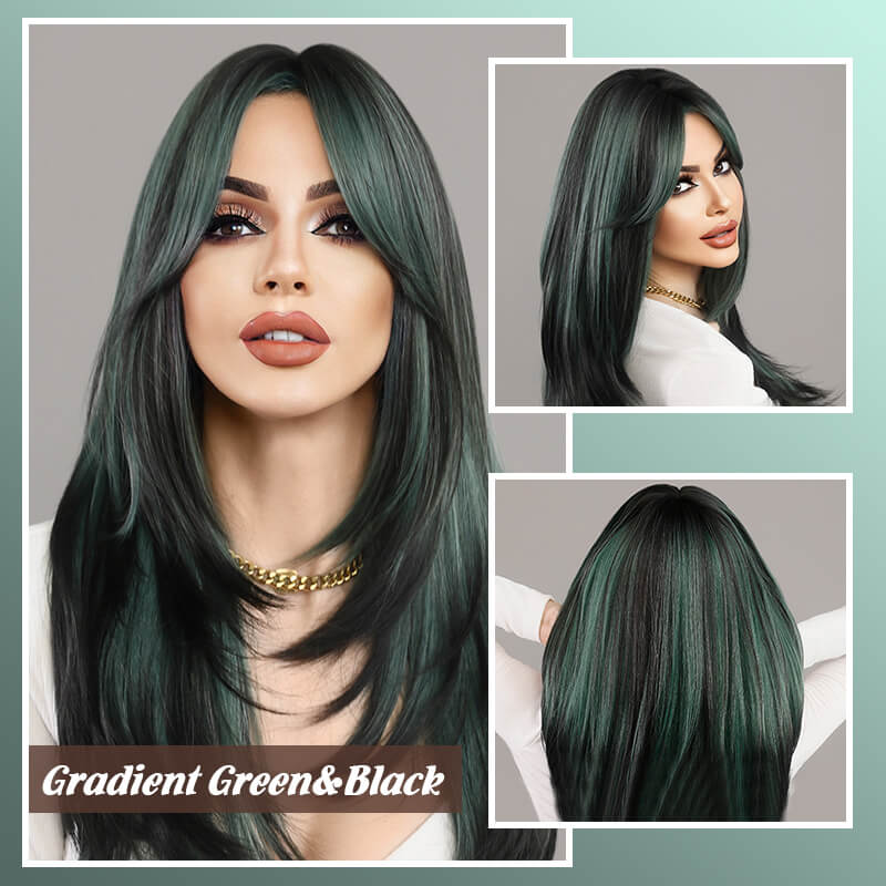 📢📢40% OFF !! ⏰Nice gift*Wig long hair Layered bangs wigs