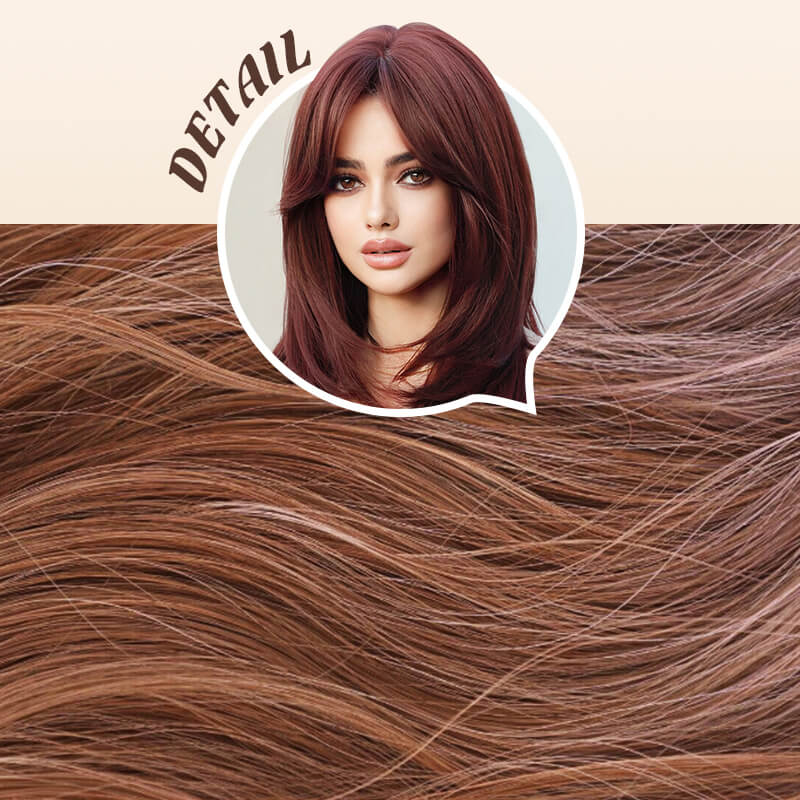 📢📢40% OFF !! ⏰Nice gift*Wig long hair Layered bangs wigs