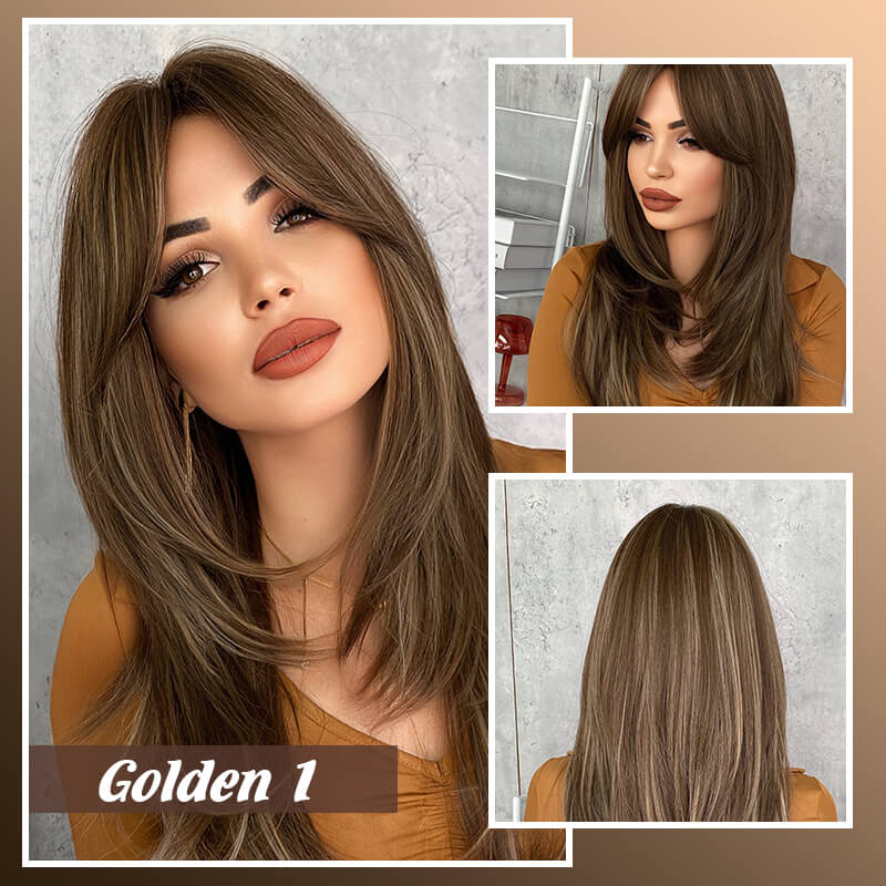 📢📢40% OFF !! ⏰Nice gift*Wig long hair Layered bangs wigs
