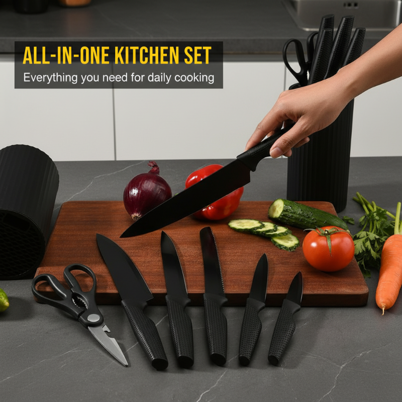 📢📢30% OFF !! ⏰Modern 7-in-1 Kitchen Knife & Scissors Set