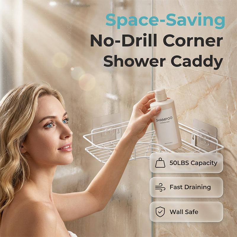 📢📢50% OFF !! ⏰Space-Saving No-Drill Corner Shower Caddy