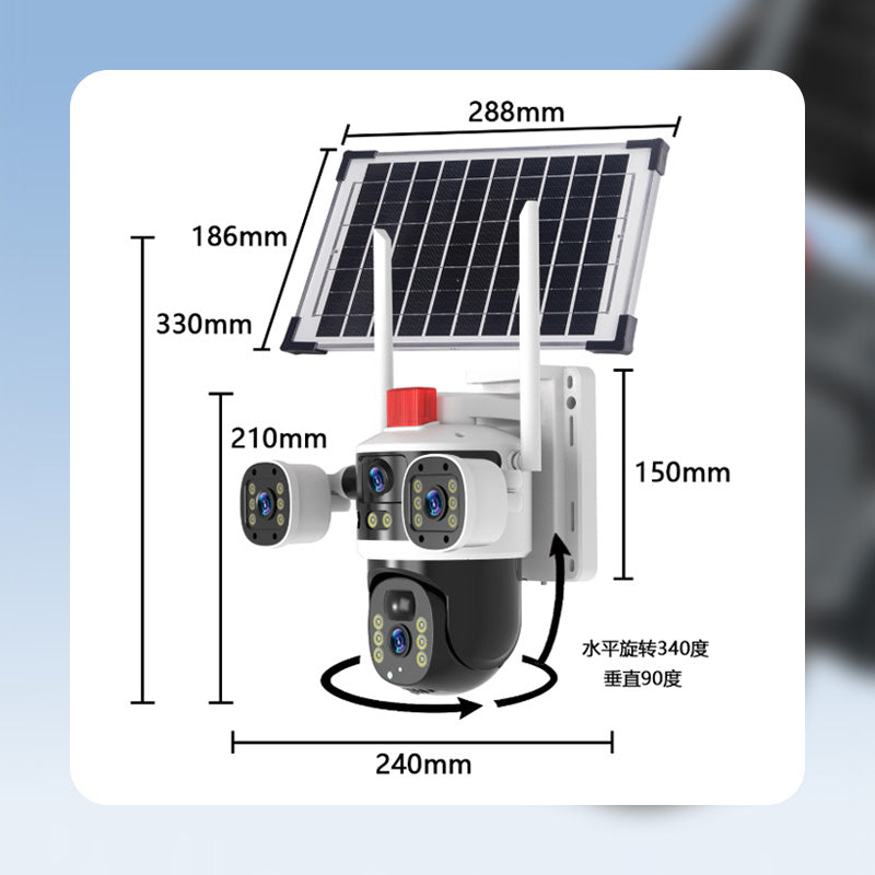 📢📢40% OFF !! ⏰Triple-Lens Solar 360° Dome Camera