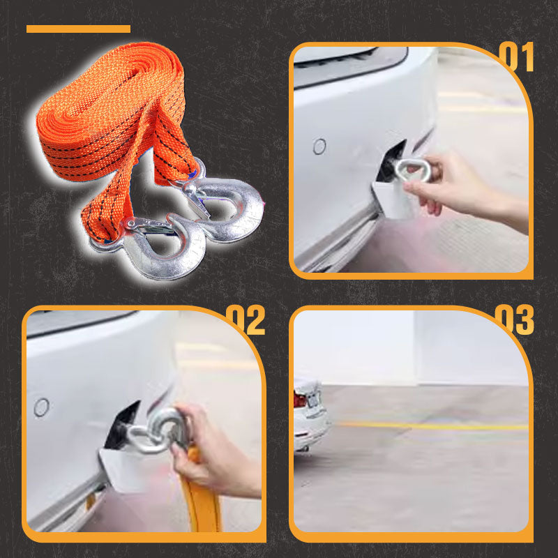 📢📢50% OFF !! ⏰13ft Car Tow Strap with Hooks & 3 Tons Capacity