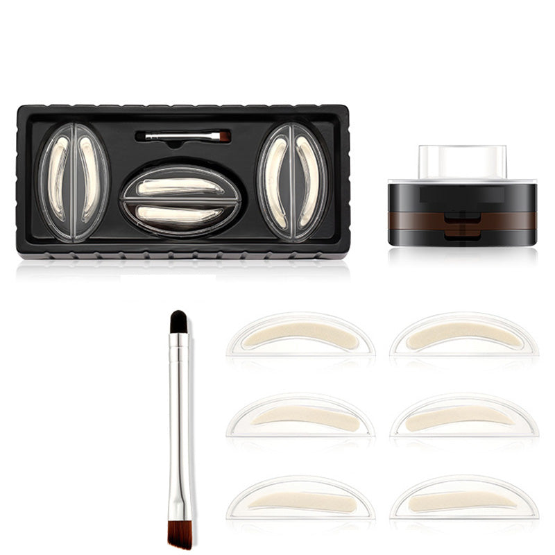 💄50% OFF NOW ! 🖌️2-Color Waterproof Eyebrow Stamp Powder Kit, Smudge-Proof Quick Natural Full Brow Makeup with Dual-End Brush