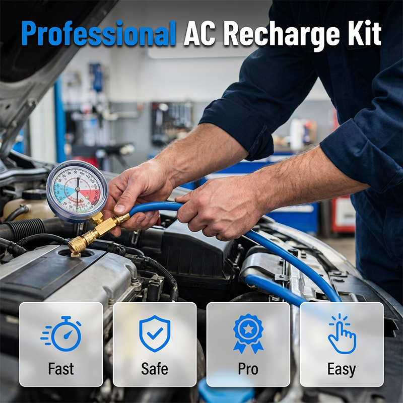 📢📢50% OFF !! ⏰R134a AC Refrigerant Charging Hose with Gauge