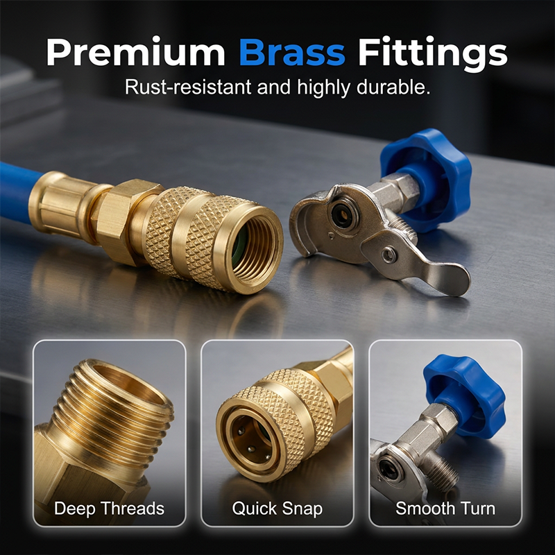 📢📢50% OFF !! ⏰R134a AC Refrigerant Charging Hose with Gauge