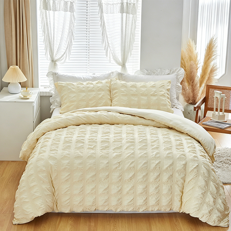 📢📢40% OFF !! ⏰3-Piece Pintuck Textured Duvet Cover Set
