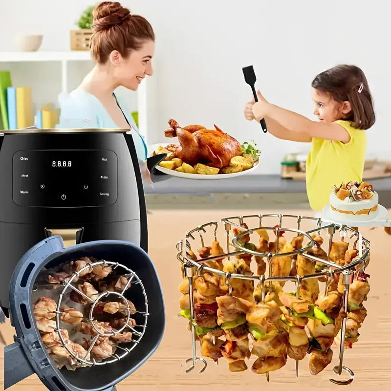 📢📢50% OFF !! ⏰Stainless Steel Round Oven Grill with Skewer
