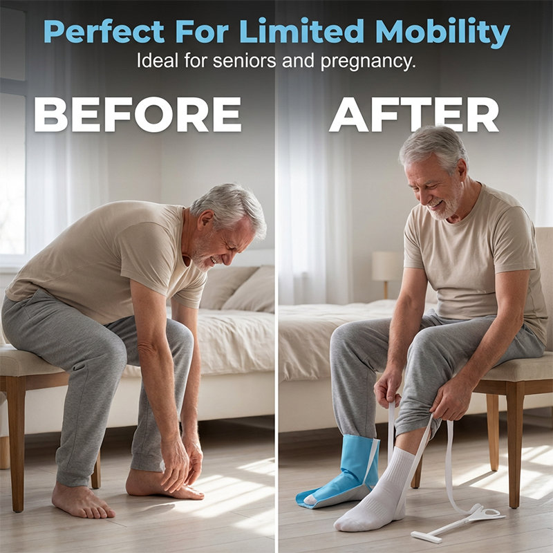 📢📢50% OFF !! ⏰No-Bend Easy-On Sock Aid with Pull Straps