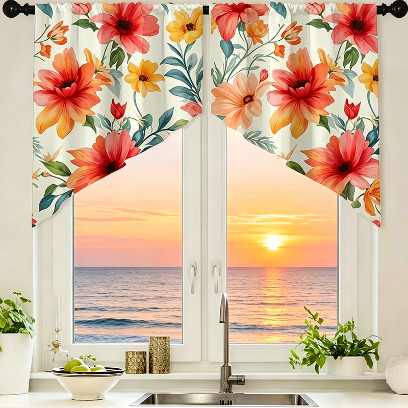📢📢50% OFF !! ⏰Botanical Print Rod Pocket Window Curtains