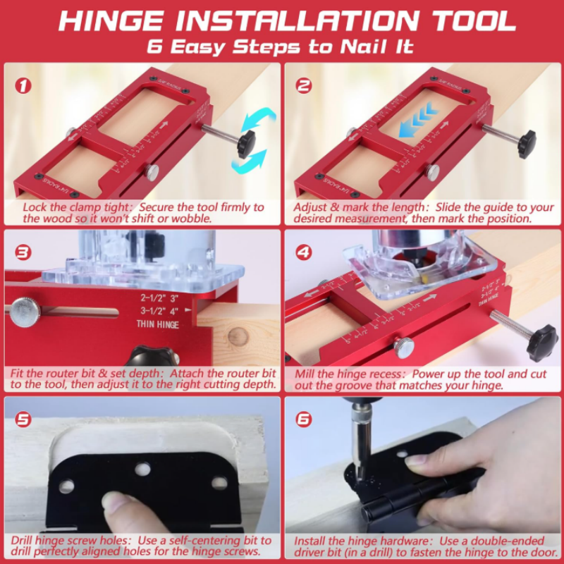 📢📢40% OFF !! ⏰Adjustable Door Hinge Mortise Jig Kit