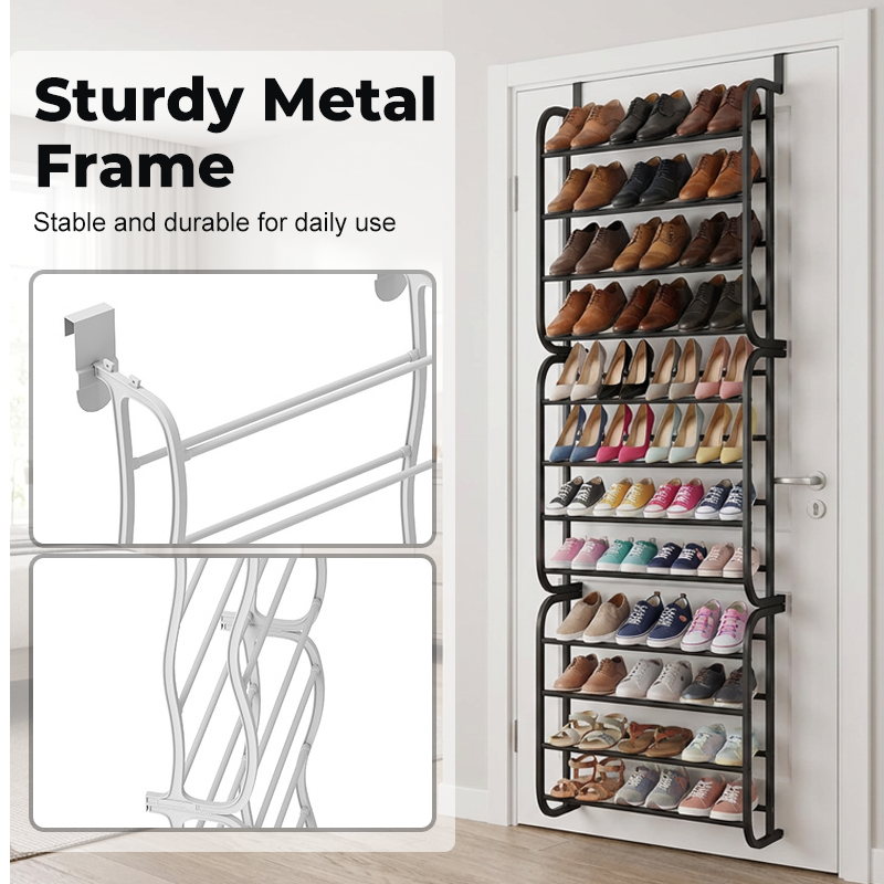 📢📢50% OFF !! ⏰ Over-the-Door Shoe Rack Organizer – 24 pockets & tool-free install – Fits standard doors, holds up to 24 pairs – perfect for entryway or closet 🚪✨
