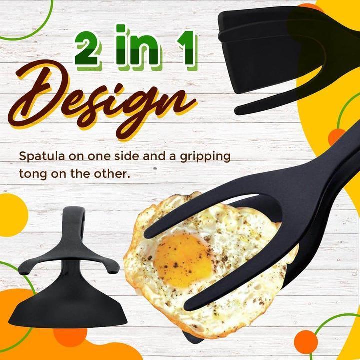 📢📢50% OFF !! ⏰2-in-1 Kitchen Spatula Tongs – Food Grade Silicone Tips, Non-Stick, Heat Resistant, Long Handle ✨