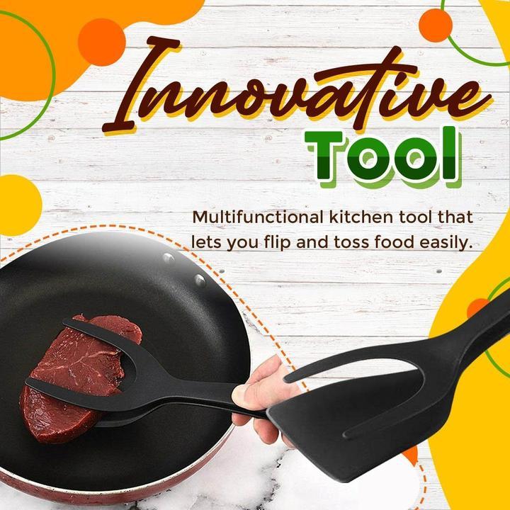 📢📢50% OFF !! ⏰2-in-1 Kitchen Spatula Tongs – Food Grade Silicone Tips, Non-Stick, Heat Resistant, Long Handle ✨