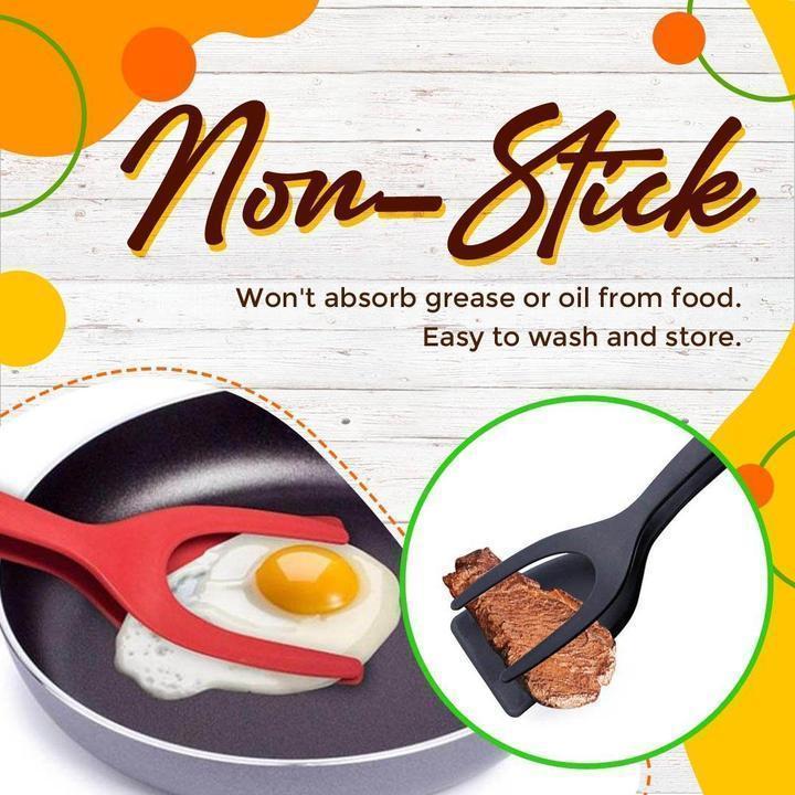📢📢50% OFF !! ⏰2-in-1 Kitchen Spatula Tongs – Food Grade Silicone Tips, Non-Stick, Heat Resistant, Long Handle ✨