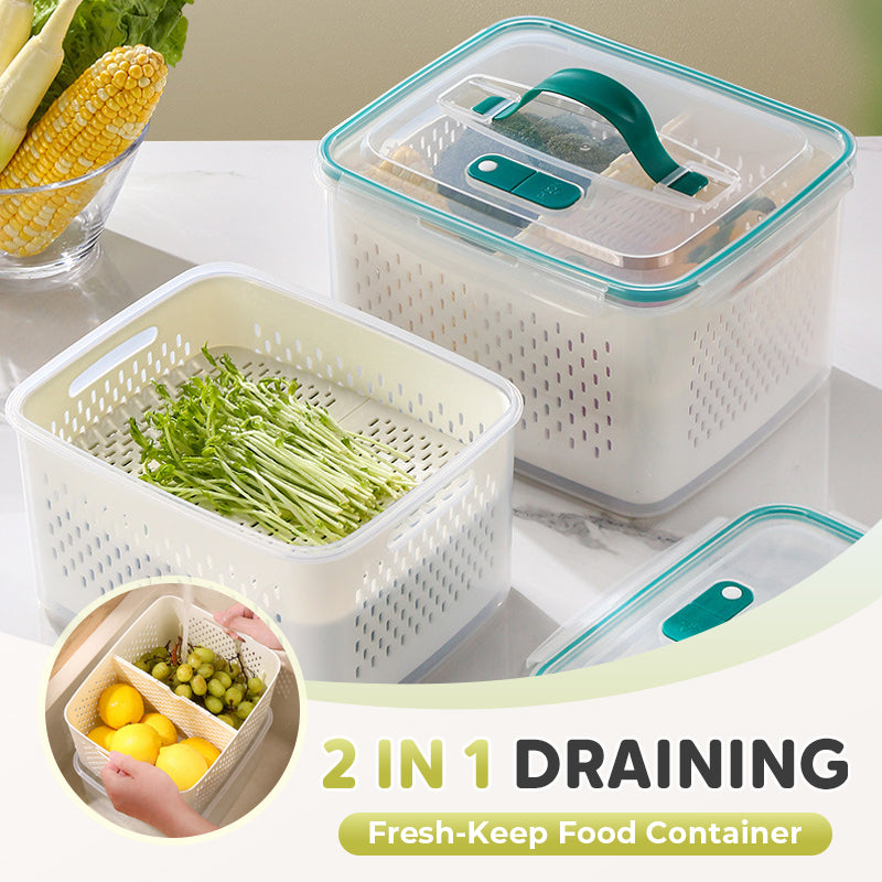 📢📢50% OFF !! ⏰2 in 1 Draining Fresh-Keep Food Container