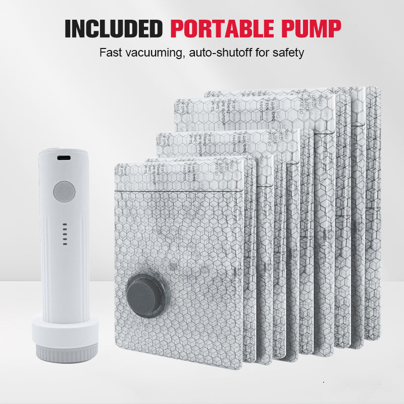 📢📢40% OFF !! ⏰Travel Vacuum Storage Bags & Portable Pump Set