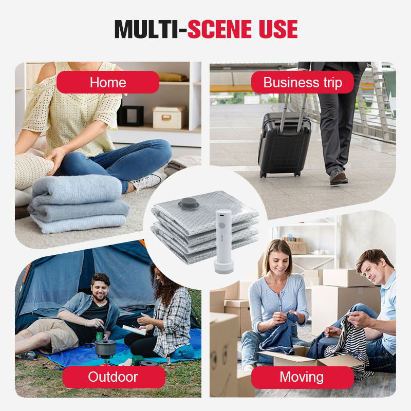 📢📢40% OFF !! ⏰Travel Vacuum Storage Bags & Portable Pump Set