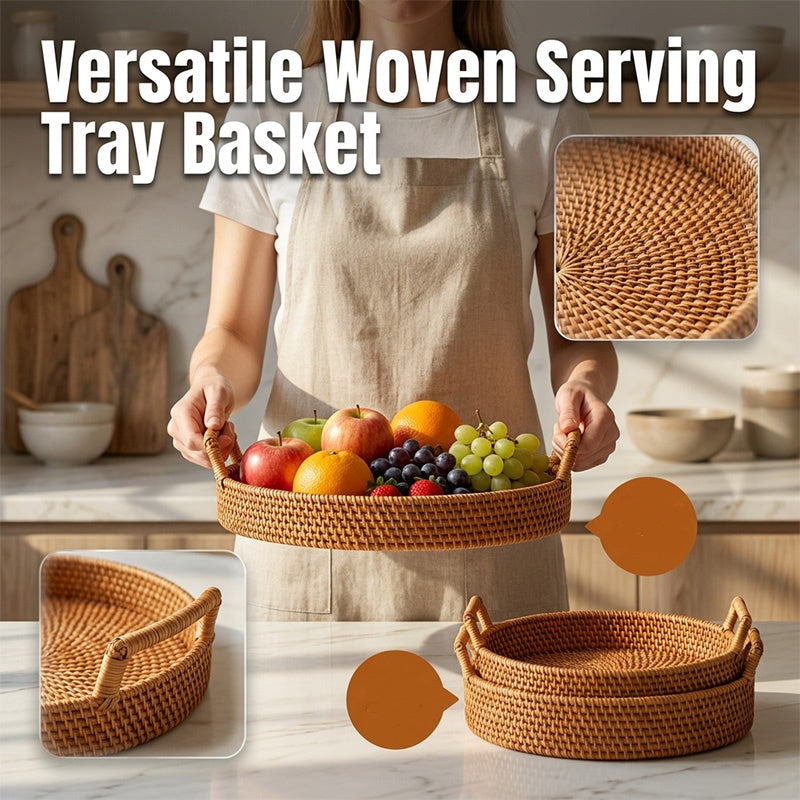 📢📢50% OFF !! ⏰Round Imitation Rattan Serving Basket with Handles