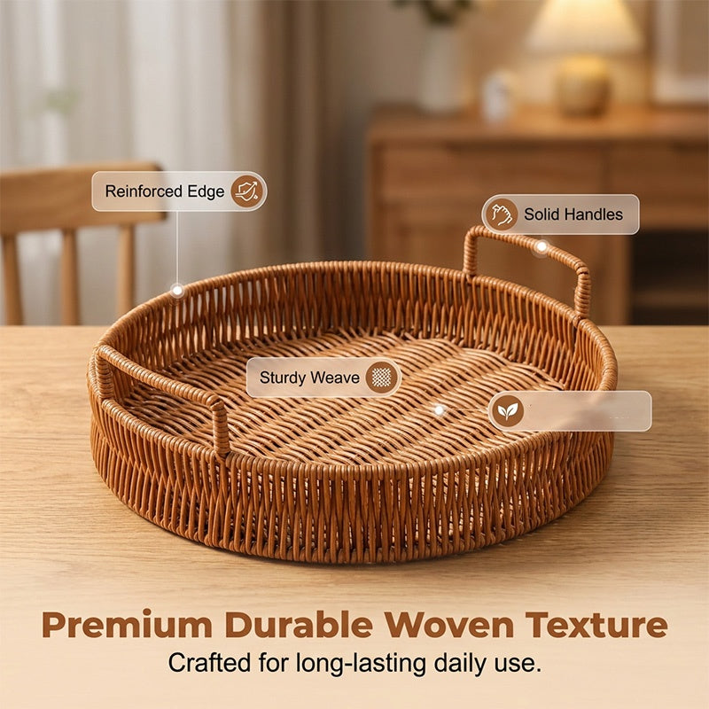 📢📢50% OFF !! ⏰Round Imitation Rattan Serving Basket with Handles