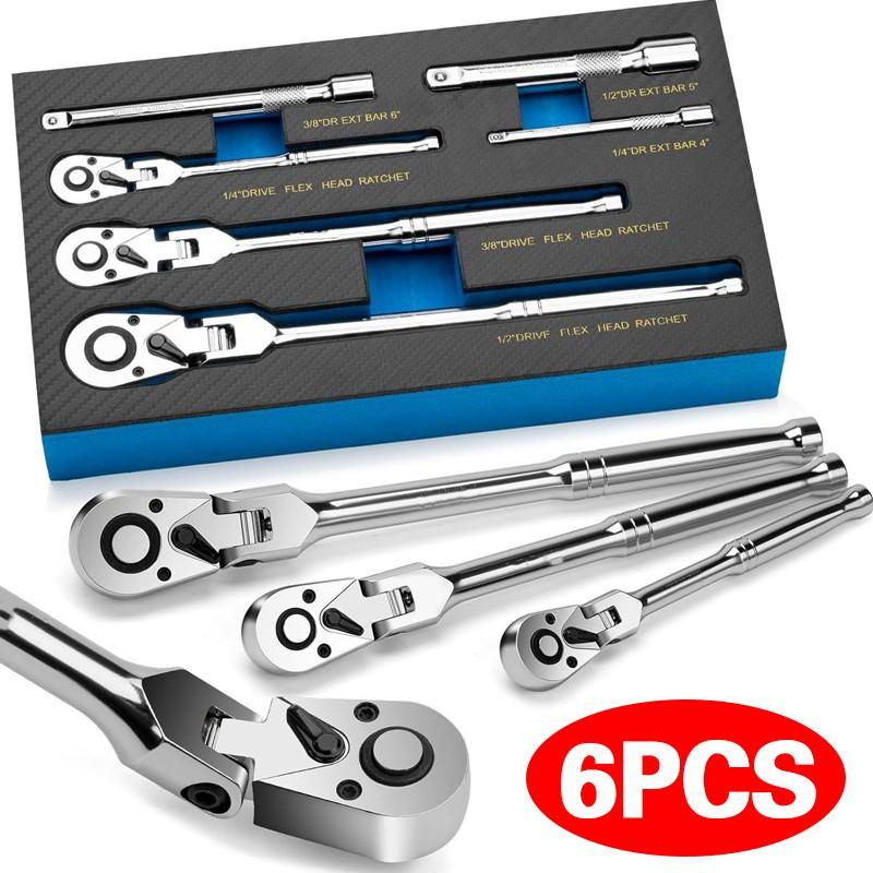 📢📢50% OFF !! ⏰6-Piece Flex Head Ratchet Wrench Set