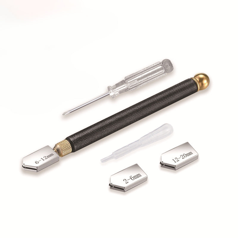 Professional glass cutter set with oil feed