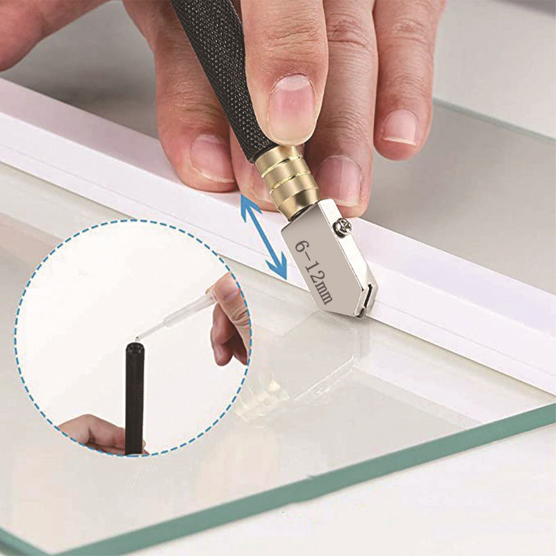 Professional glass cutter set with oil feed