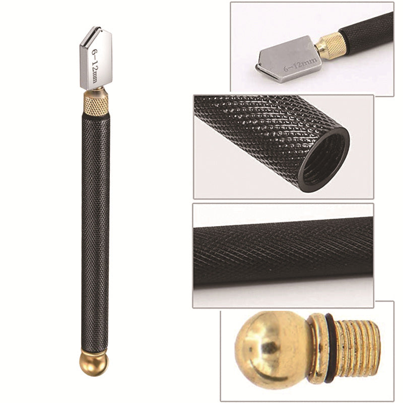 Professional glass cutter set with oil feed