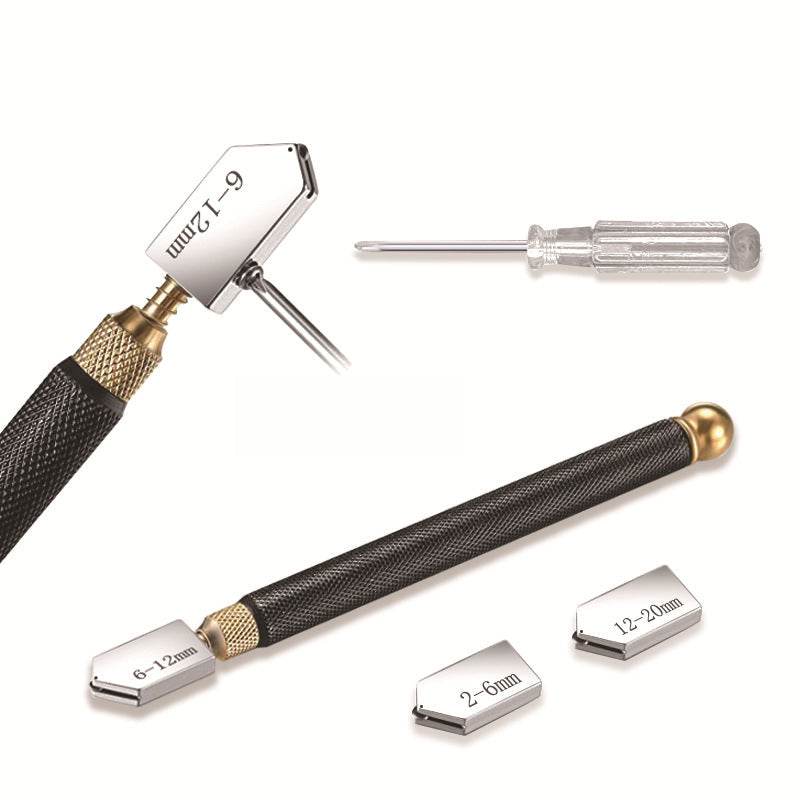 Professional glass cutter set with oil feed