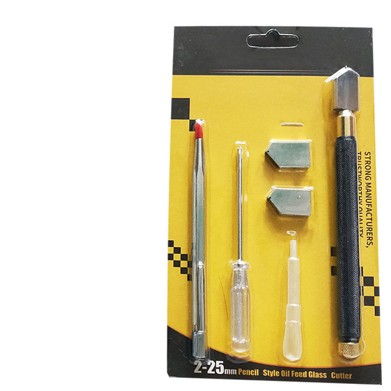 Professional glass cutter set with oil feed