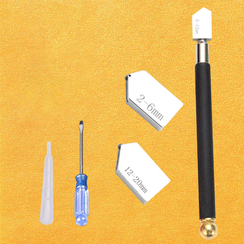 Professional glass cutter set with oil feed