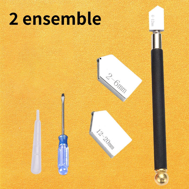 Professional glass cutter set with oil feed