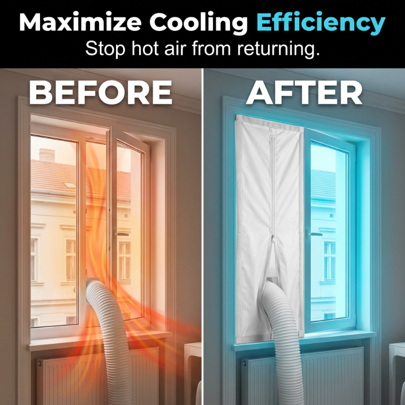 📢📢40% OFF !! ⏰Portable AC Window Seal Kit with 2 Zipper Doors
