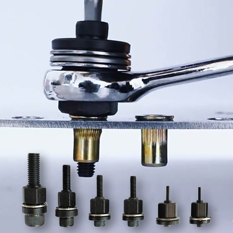 📢📢40% OFF !! ⏰Rivet Gun Head & Nutsert Cap Set | Heavy-Duty Steel Fastening Tool | Portable Kit for Automotive, Sheet Metal & Industrial Use