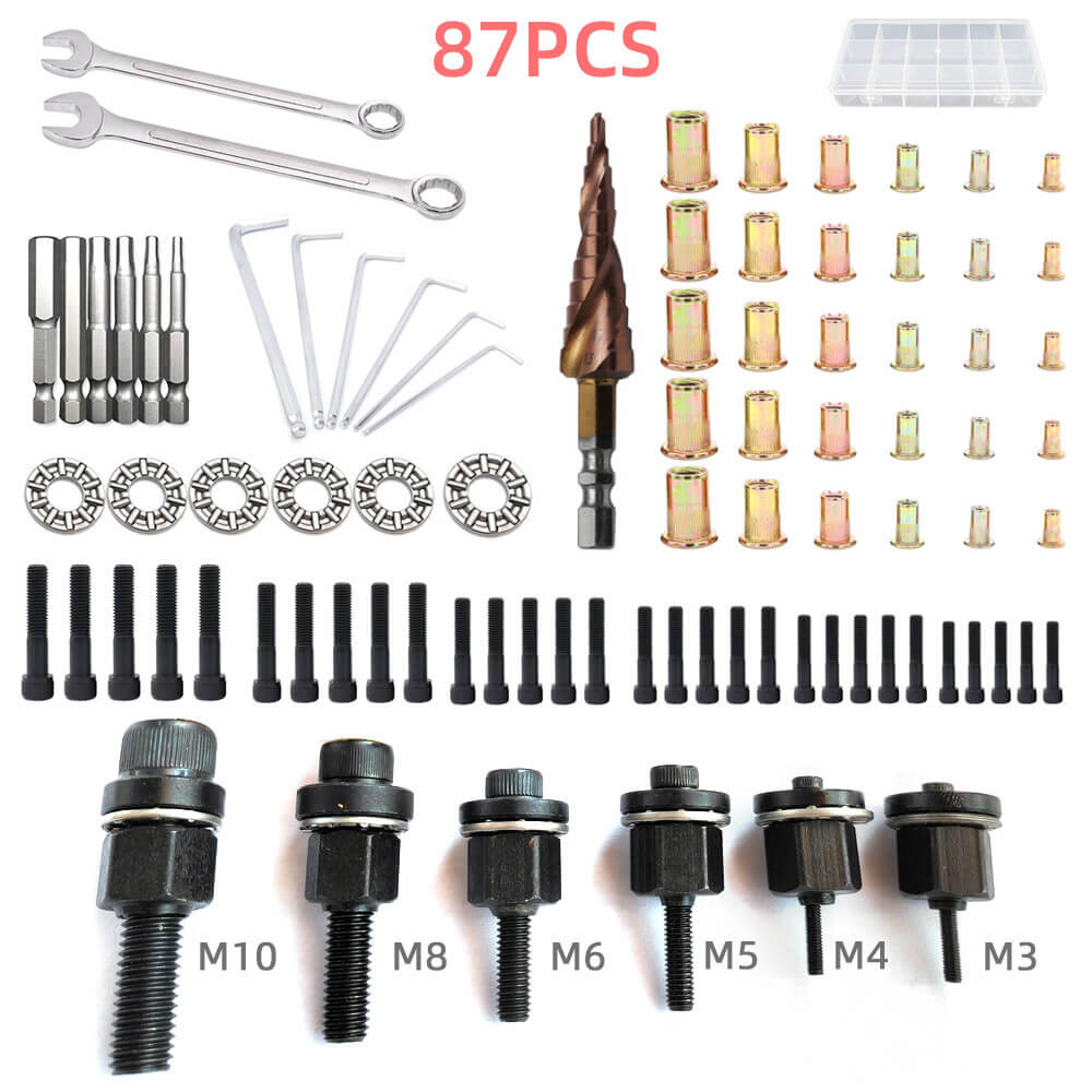 📢📢40% OFF !! ⏰Rivet Gun Head & Nutsert Cap Set | Heavy-Duty Steel Fastening Tool | Portable Kit for Automotive, Sheet Metal & Industrial Use