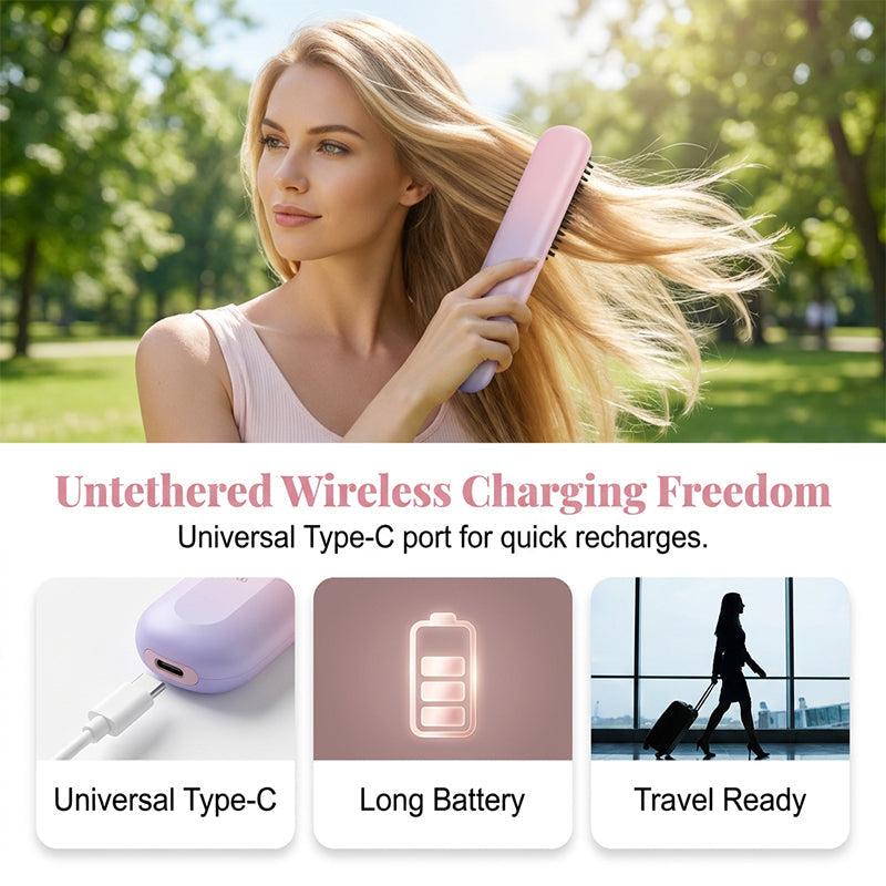 📢📢50% OFF !! ⏰Portable Cordless Hair Straightening Brush
