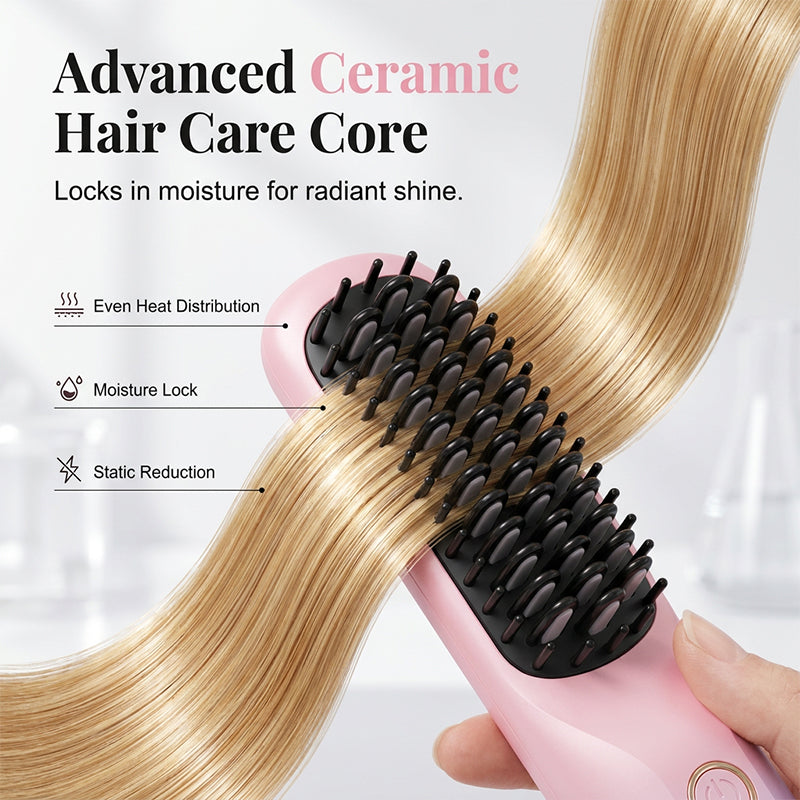 📢📢50% OFF !! ⏰Portable Cordless Hair Straightening Brush