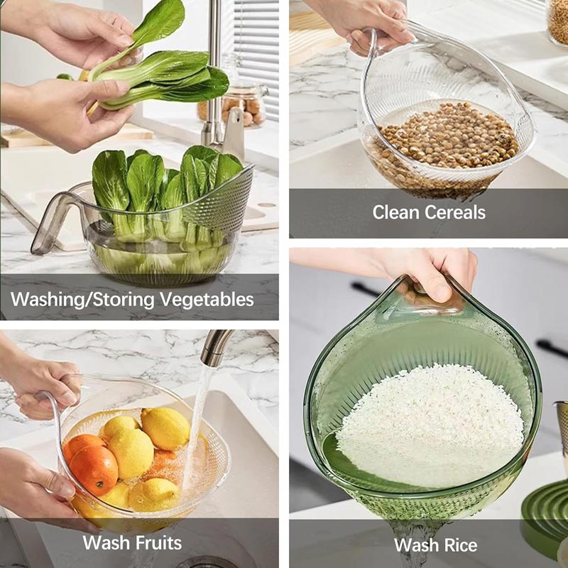 📢📢50% OFF !! ⏰Multipurpose Rice Washing Bowl Strainer with Handle