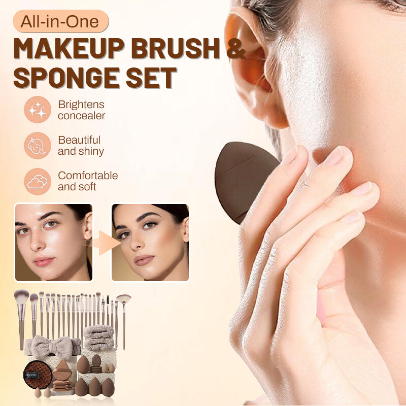 📢📢50% OFF !! ⏰All-in-One Makeup Brush & Sponge Set