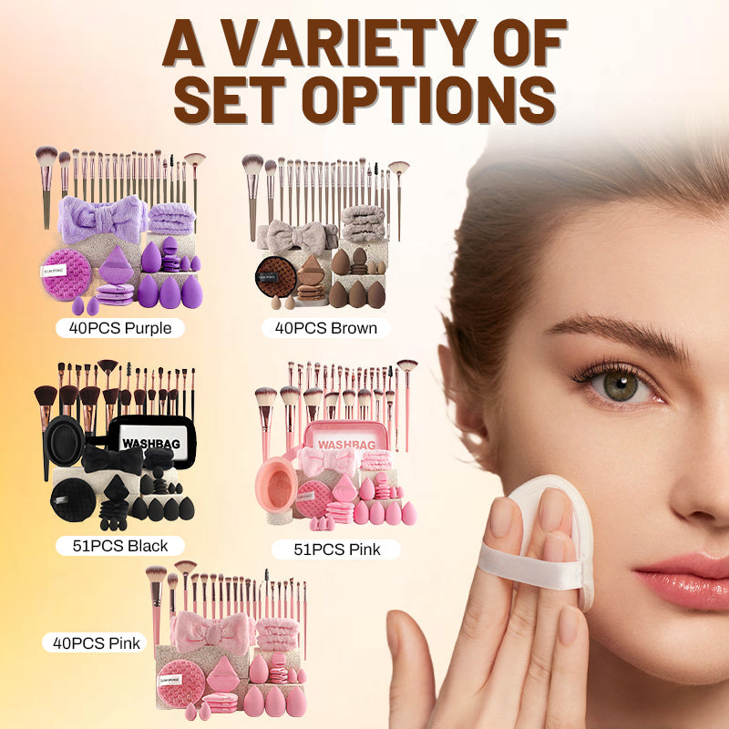 📢📢50% OFF !! ⏰All-in-One Makeup Brush & Sponge Set
