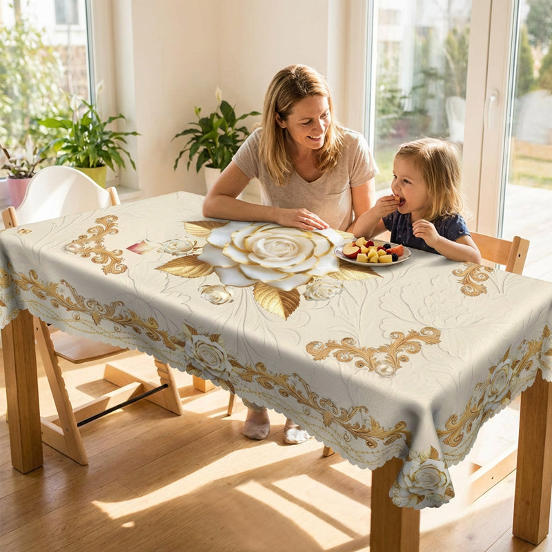 📢📢50% OFF !! ⏰Waterproof Gold Rose Tablecloth