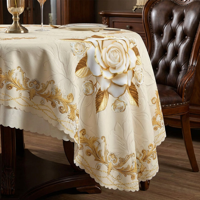 📢📢50% OFF !! ⏰Waterproof Gold Rose Tablecloth