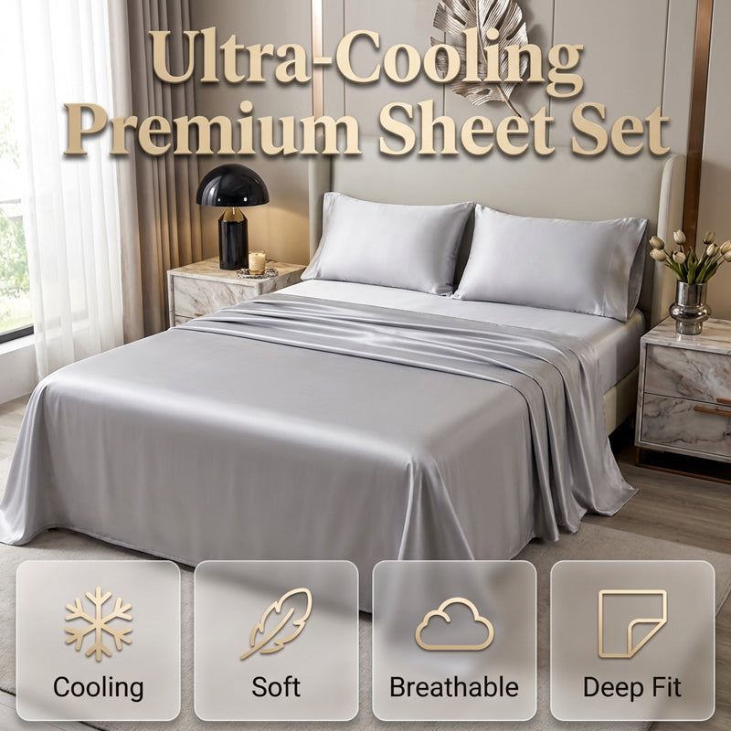 📢📢40% OFF !! ⏰Premium Cooling Fitted Sheet Set