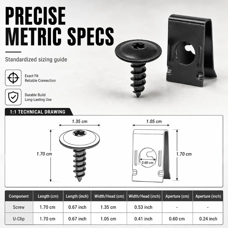 📢📢50% OFF !! ⏰Universal Car Metal U-Type Clips and Screws Set