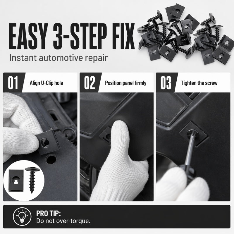 📢📢50% OFF !! ⏰Universal Car Metal U-Type Clips and Screws Set