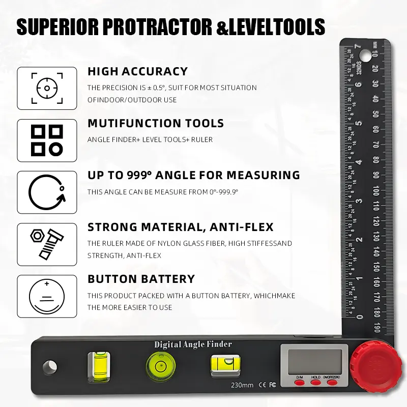 📢📢40% OFF !! ⏰4-in-1 Digital Angle Finder Ruler with Level