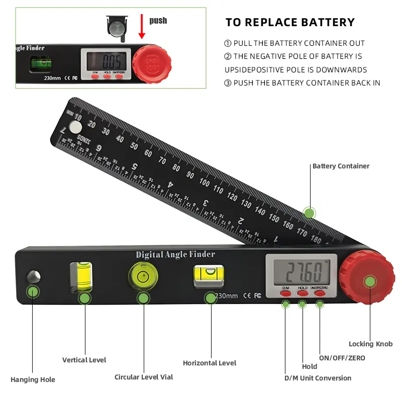 📢📢40% OFF !! ⏰4-in-1 Digital Angle Finder Ruler with Level